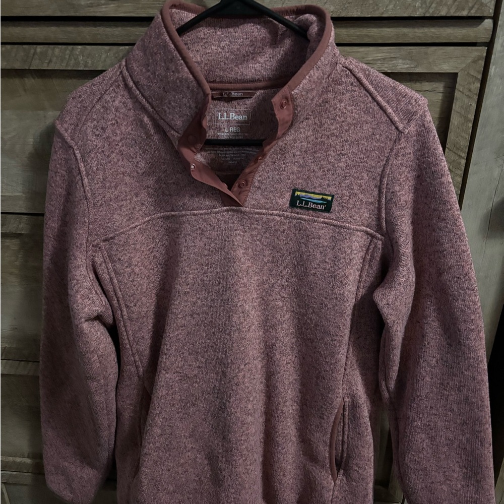 L.L. Bean Heathered Pink Sweater Fleece Size Large